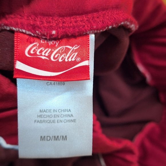 Coca-Cola Track Pants Ladies Medium Drawstring Wide Leg Burgundy Red White - Picture 7 of 8